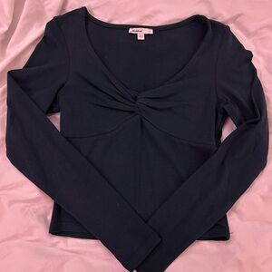 Subdued Navy Blue Knot Long Sleeve Top